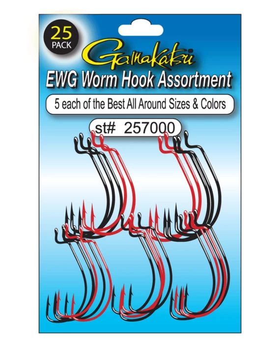Gamakatsu EWG Worm Hook Assortment 25-Piece Variety Pack 3 Gamakatsu EWG Worm Hook Assortment 25-Piece Variety Pack